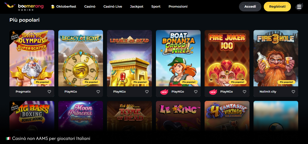 Boomerang Casino - Casinò non AAMS per italiani
